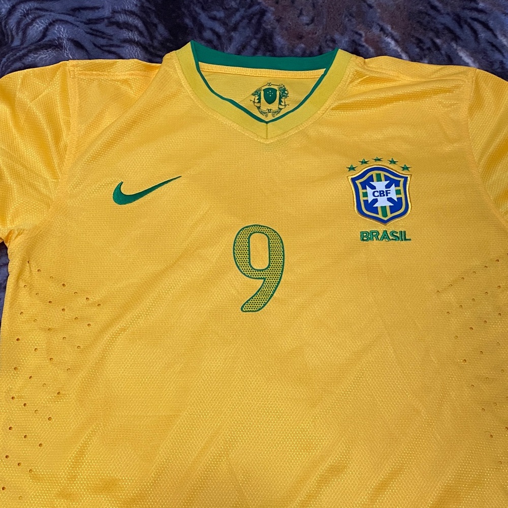 Nike Yellow and Green Brazil Soccer Jersey